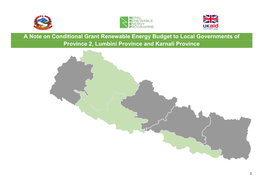 A Note on Conditional Grant Renewable Energy Budget to Local Governments of Province 2, Lumbini Province and Karnali Province