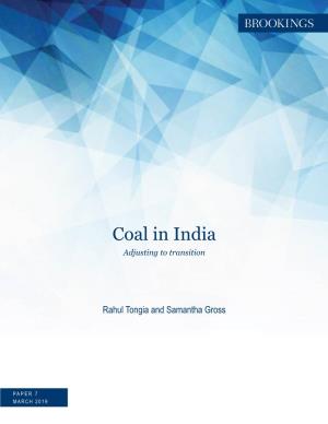 Coal in India Adjusting to Transition