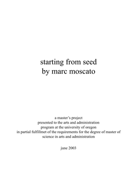 Starting from Seed by Marc Moscato