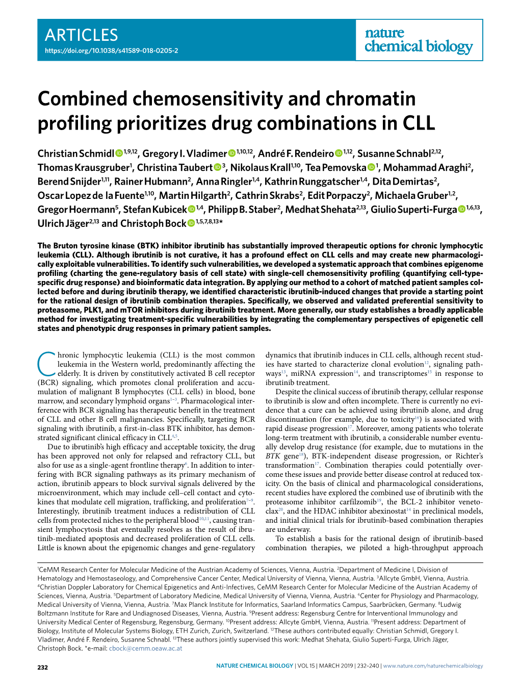 Combined Chemosensitivity and Chromatin Profiling Prioritizes Drug Combinations in CLL