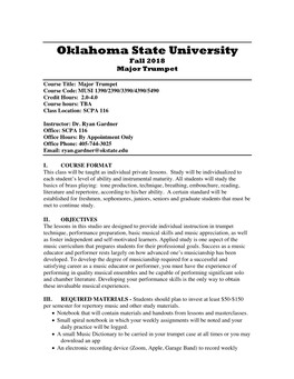 Oklahoma State University Fall 2018 Major Trumpet