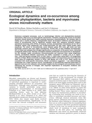 Ecological Dynamics and Co-Occurrence Among Marine Phytoplankton, Bacteria and Myoviruses Shows Microdiversity Matters