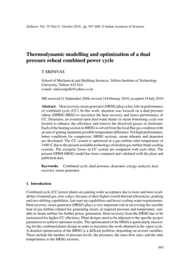 Thermodynamic Modelling and Optimization of a Dual Pressure Reheat Combined Power Cycle