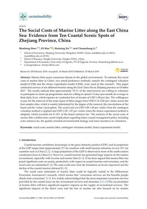 The Social Costs of Marine Litter Along the East China Sea: Evidence from Ten Coastal Scenic Spots of Zhejiang Province, China