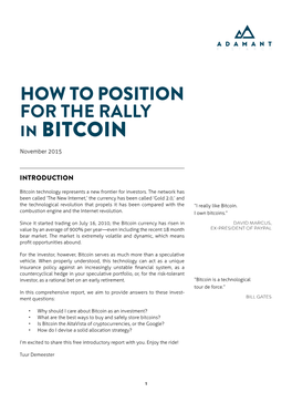 HOW to POSITION for the RALLY in BITCOIN November 2015