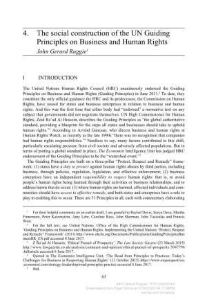 4. the Social Construction of the UN Guiding Principles on Business and Human Rights John Gerard Ruggie1
