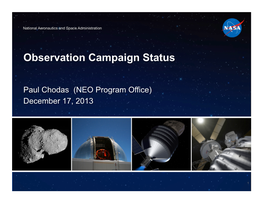 Observation Campaign Status