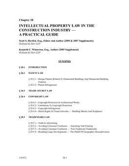 Intellectual Property Law in the Construction Industry — a Practical Guide
