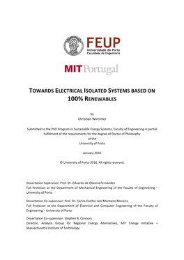 Towards Electrical Isolated Systems Based on 100% Renewables
