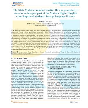 How Argumentative Essay As an Integral Part of the Matura Higher English Exam Improved Students’ Foreign Language Literacy