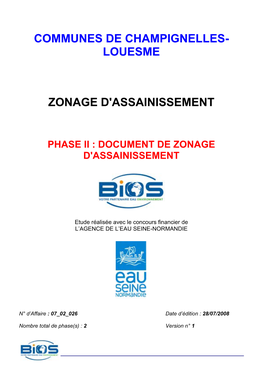 Champignelles Document De Zonage D'assainissement