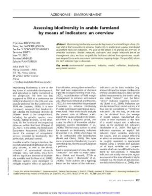 Assessing Biodiversity in Arable Farmland by Means of Indicators: an Overview