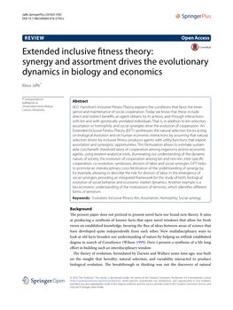 Extended Inclusive Fitness Theory: Synergy and Assortment Drives the Evolutionary Dynamics in Biology and Economics