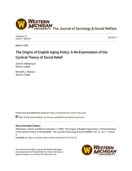 A Re-Examination of the Cyclical Theory of Social Relief
