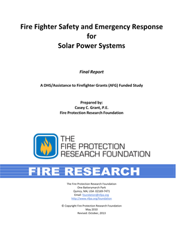 Fire Fighter Safety and Emergency Response for Solar Power Systems