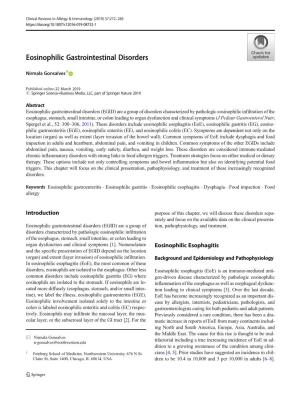 Eosinophilic Gastrointestinal Disorders