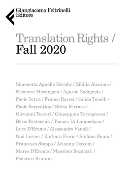 Translation Rights / Fall 2020