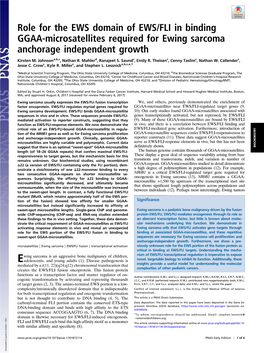 Role for the EWS Domain of EWS/FLI in Binding GGAA-Microsatellites Required for Ewing Sarcoma Anchorage Independent Growth