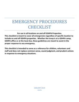 Emergency Procedures Checklist