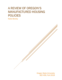 A Review of Oregon's Manufactured Housing Policies