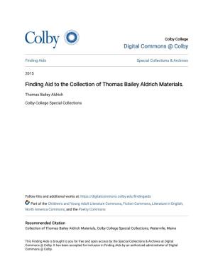 Finding Aid to the Collection of Thomas Bailey Aldrich Materials