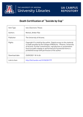 Death Certification of ''Suicide by Cop'