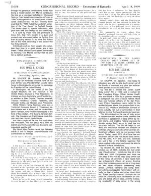 CONGRESSIONAL RECORD— Extensions of Remarks E656 HON