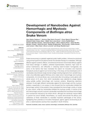 Development of Nanobodies Against Hemorrhagic and Myotoxic Components of Bothrops Atrox Snake Venom