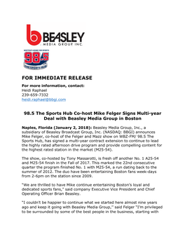 Signs Multi-Year Deal with Beasley Media Group in Boston