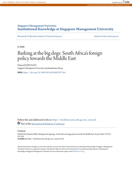 South Africa's Foreign Policy Towards the Middle East