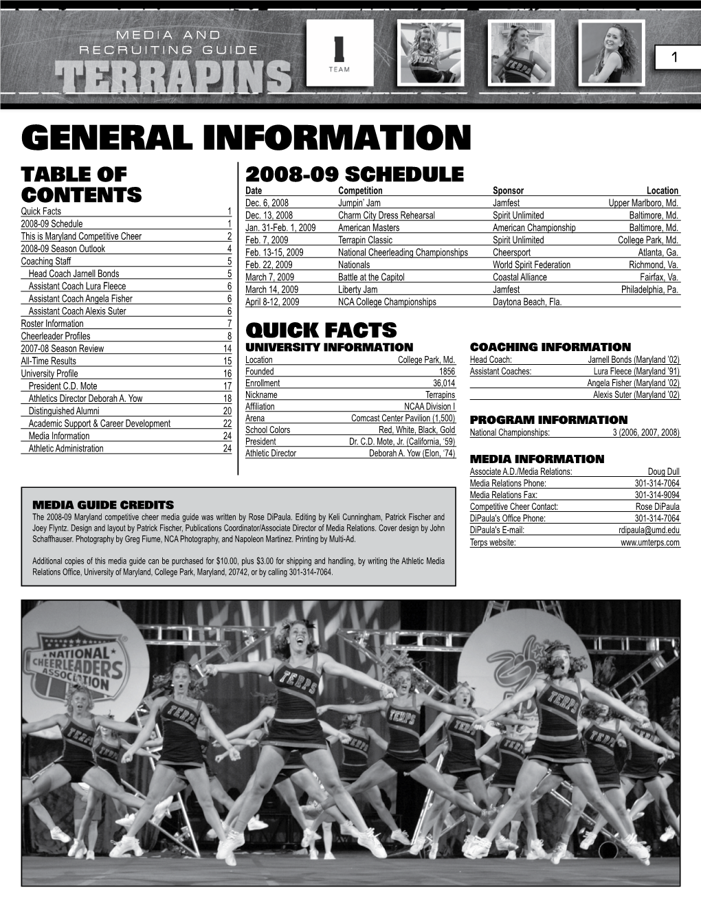 General Information Table of 2008-09 Schedule Date Competition Sponsor Location Contents Dec