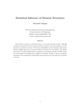 Shapiro, A., “Statistical Inference of Moment Structures”