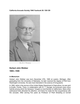 Herbert John Webber 1865—1946