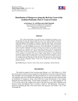 Distribution of Mangroves Along the Red Sea Coast of the Arabian Peninsula: Part-3: Coast of Yemen