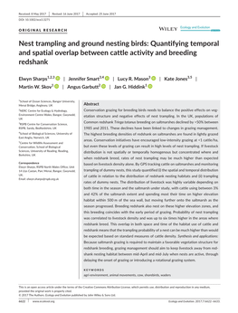 Nest Trampling and Ground Nesting Birds: Quantifying Temporal and Spatial Overlap Between Cattle Activity and Breeding Redshank