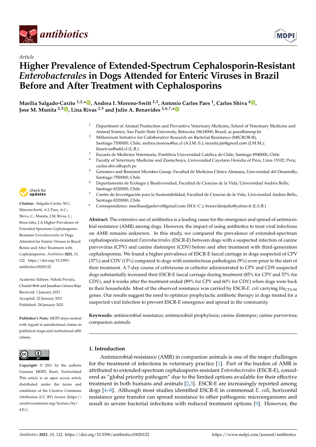 Higher Prevalence of Extended-Spectrum Cephalosporin