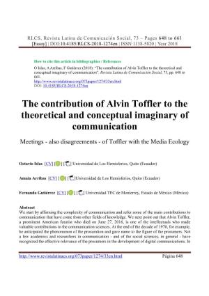 The Contribution of Alvin Toffler to the Theoretical and Conceptual Imaginary of Communication”