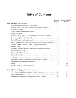 Table of Contents