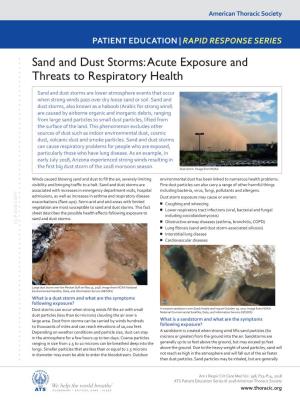 Sand and Dust Storms: Acute Exposure and Threats to Respiratory Health