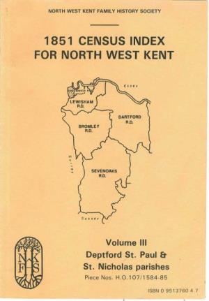 1851 Census Index for North West Kent