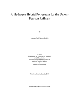 A Hydrogen Hybrid Powertrain for the Union- Pearson Railway
