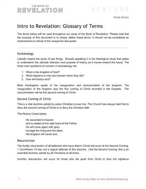 Intro to Revelation: Glossary of Terms