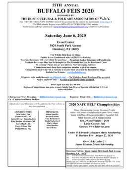 Buffalo Feis 2020 Sponsored by the Irish Cultural & Folk Art Association of W.N.Y