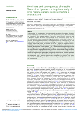 A Long-Term Study of Three Malaria Parasite Species Infecting a Tr