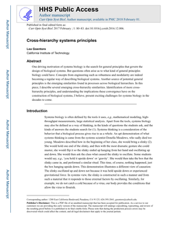 Cross-Hierarchy Systems Principles