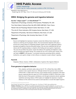 ANKK1 DRD2 & FTO: Bridging the Genome and Ingestive Behavior