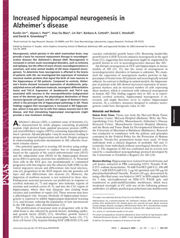 Increased Hippocampal Neurogenesis in Alzheimer's Disease