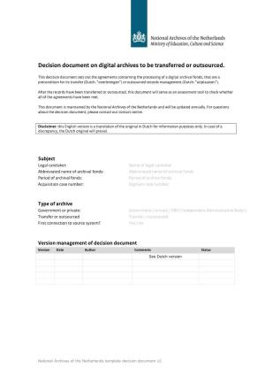 Download National Archives of the Netherlands Template Decision