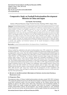 Comparative Study on Football Professionalism Development Histories in China and Japan