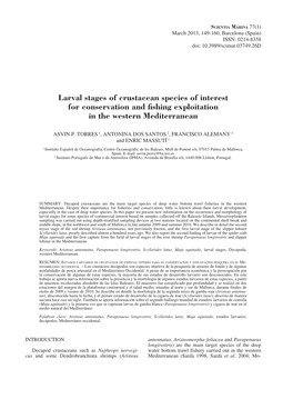 Larval Stages of Crustacean Species of Interest for Conservation and Fishing Exploitation in the Western Mediterranean